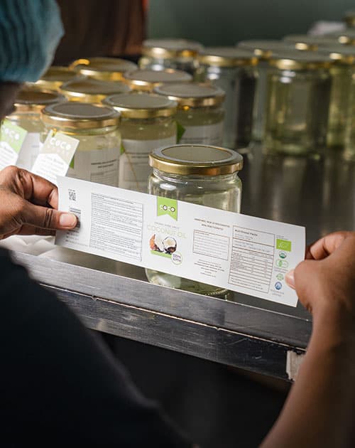 Final Coconut Oil Labelling Process Prior to Shipment